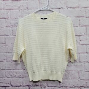 FRYE Cream Knit Pullover Sweater Women S Crew Neck Coquette Minimalist Cozy Vibe